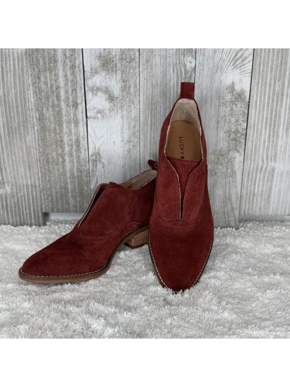 Lucky Brand Fimberly Suede Ankle Boots Booties Size 6 / 36